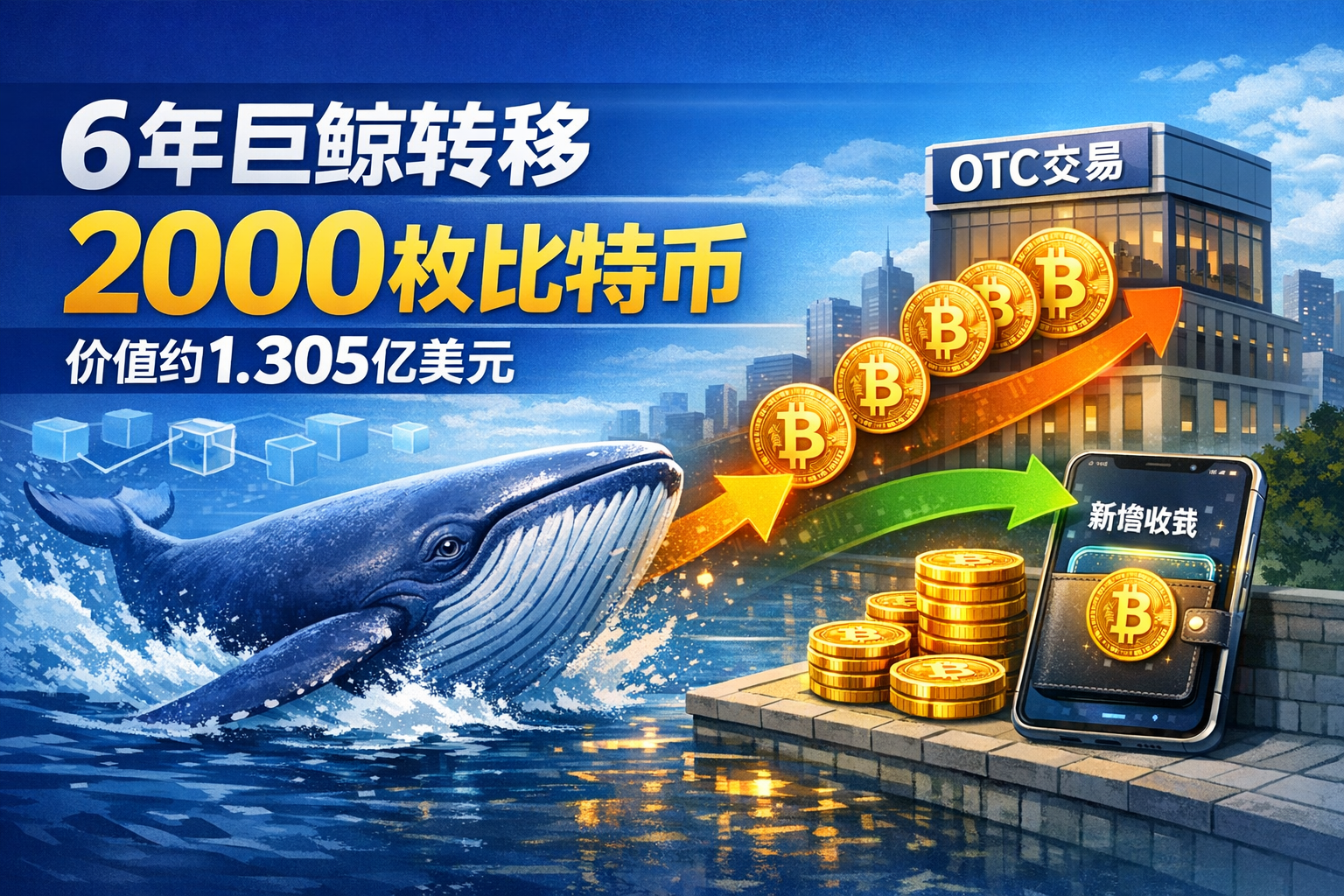链上侦探:6年持仓巨鲸转移比特币2000枚,价值约1.305亿美元