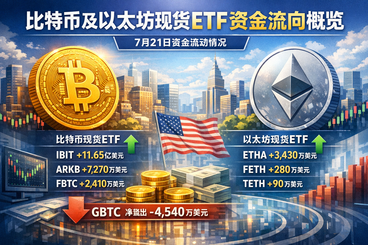 昨日比特币及以太坊现货ETF资金流向概览