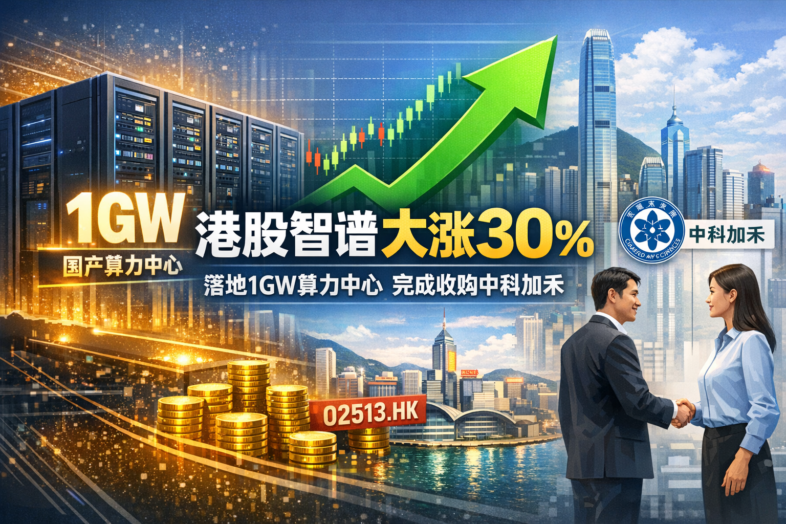 港股智谱午后涨超30% 落地1GW国产算力中心并完成中科加禾收购