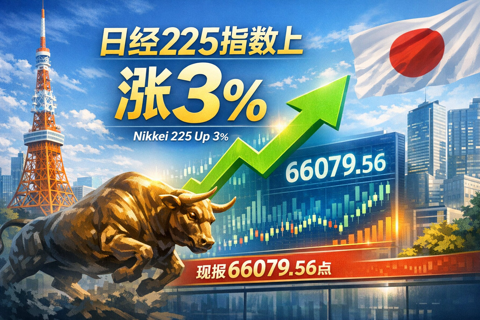 日经225指数上涨3%