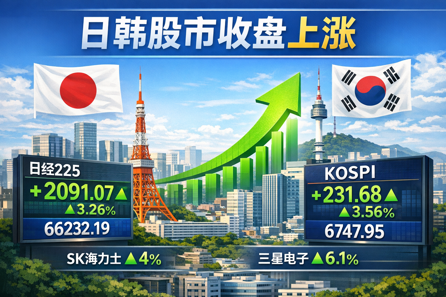 日韩股市收盘上涨