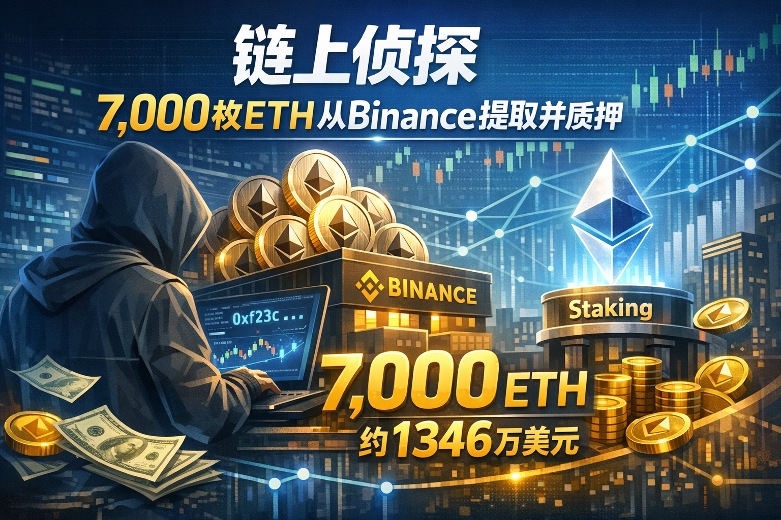 链上侦探:新建地址从Binance提取7,000枚ETH并质押
