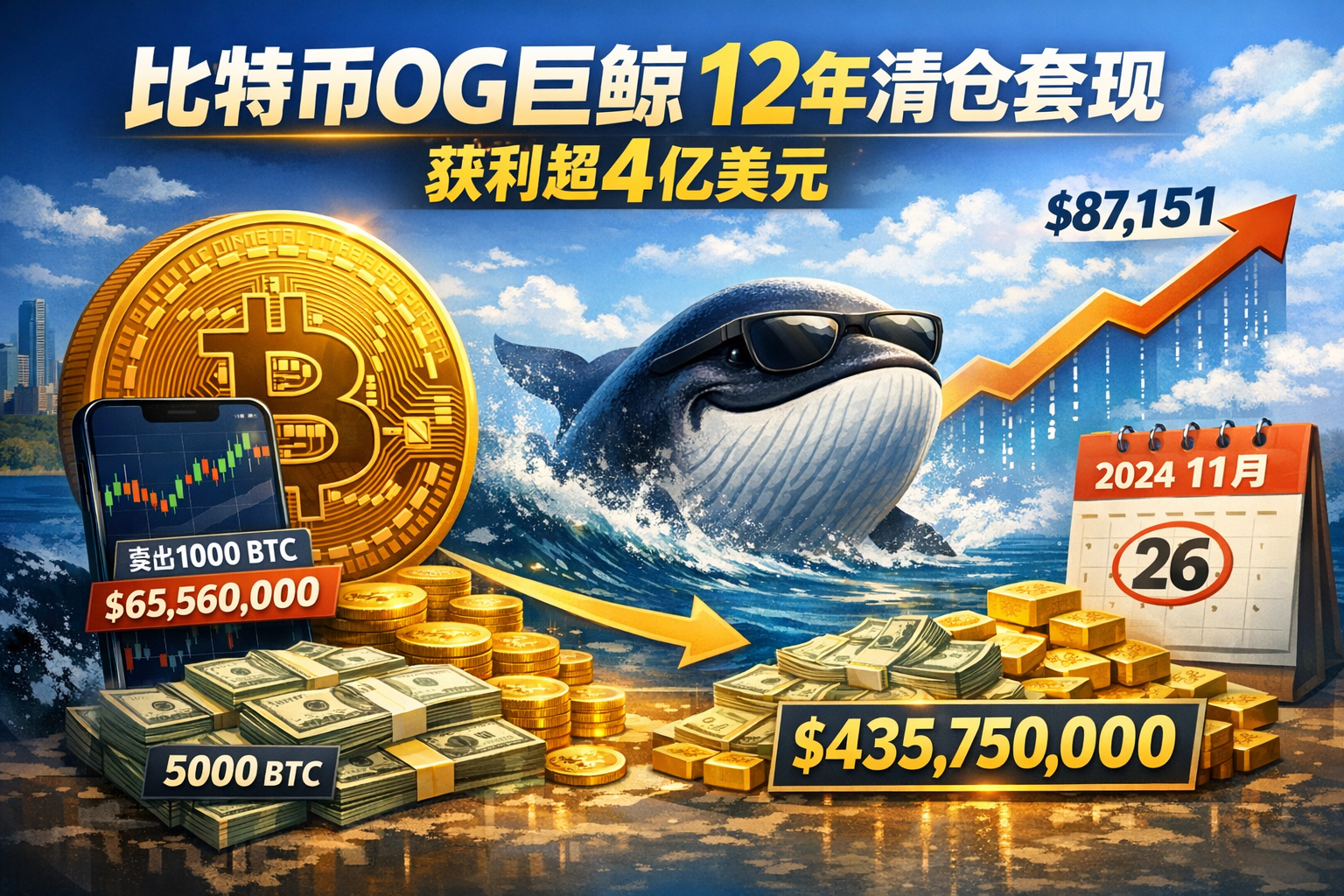 链上侦探:比特币OG巨鲸12年持仓清仓,获利超4亿美元