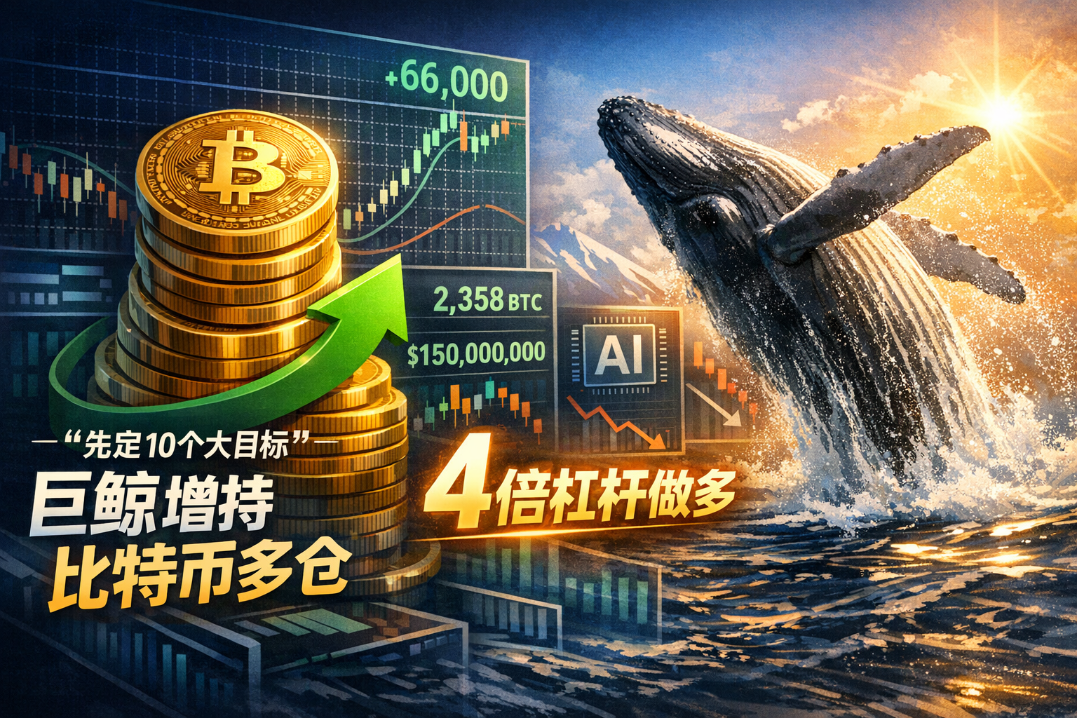 链上侦探:巨鲸「先定10个大目标」增持比特币多仓