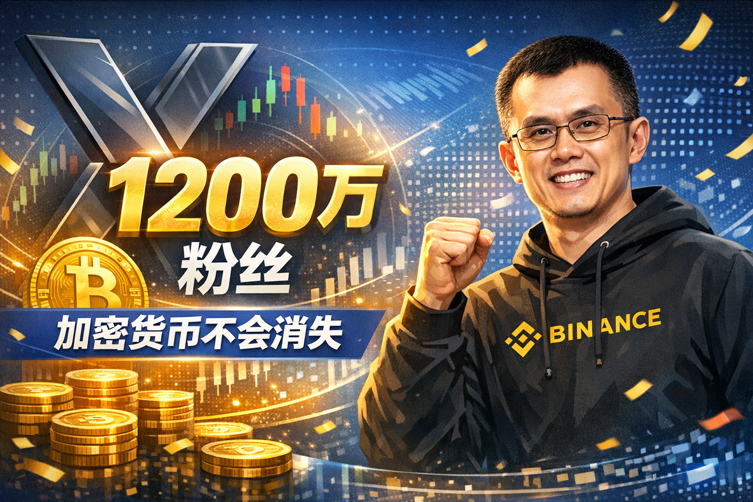 CZ庆祝X账号粉丝突破1200万:加密货币不会消失