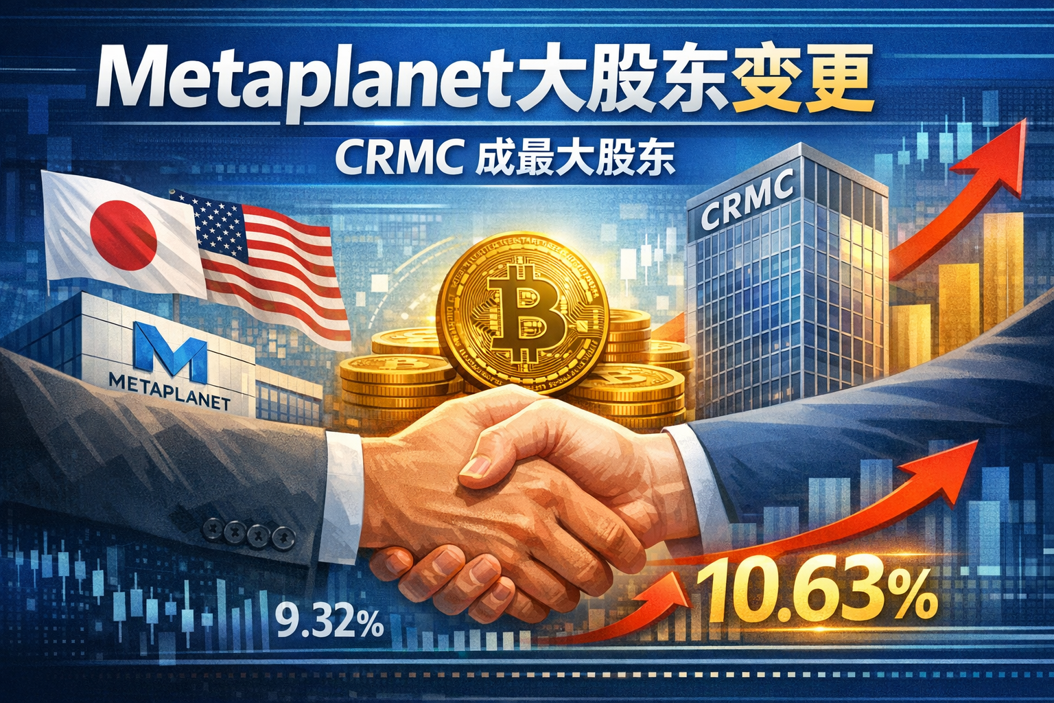 日本最大比特币财库公司Metaplanet最大股东变更为CRMC