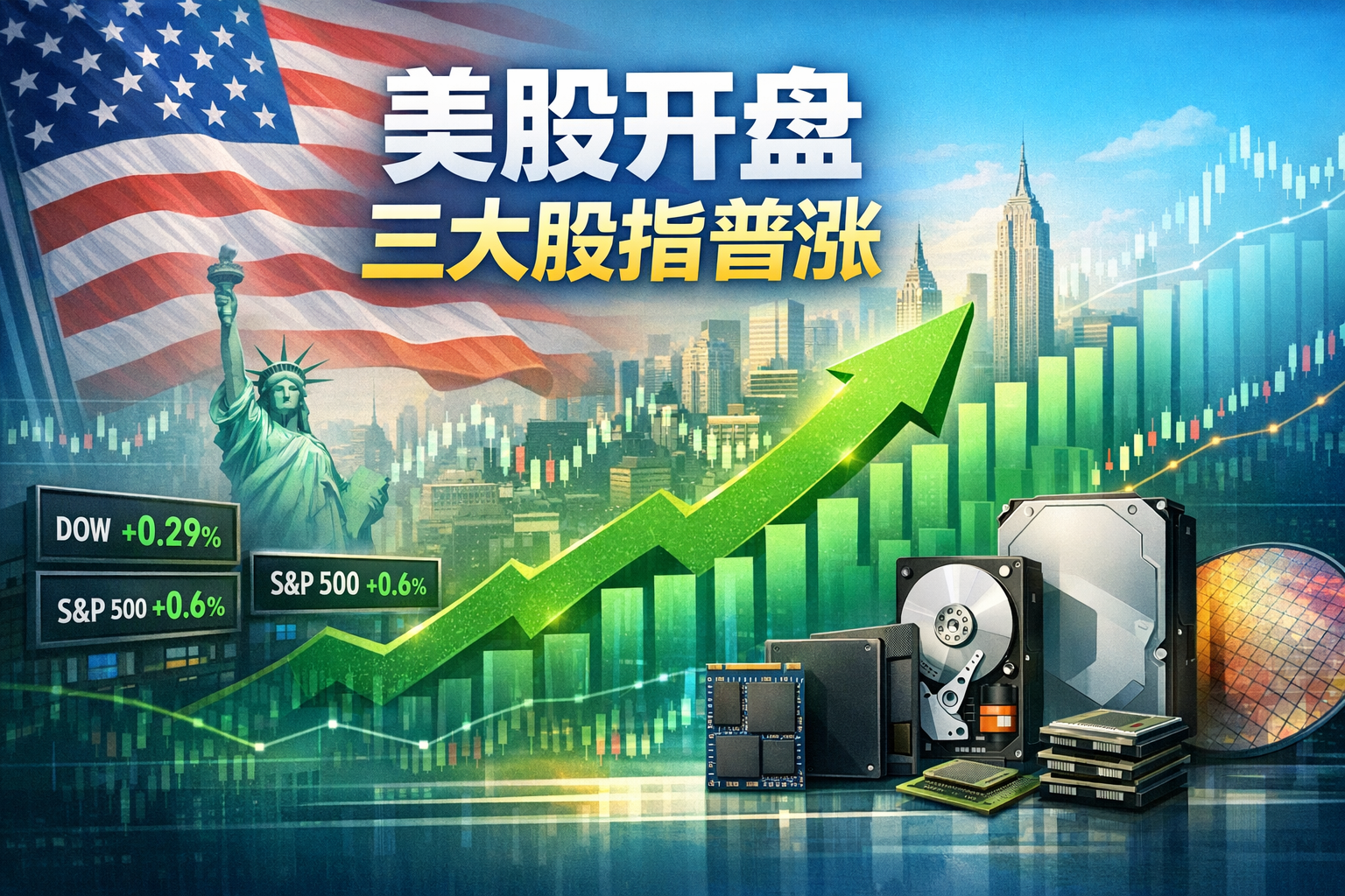 美股开盘 三大股指普涨