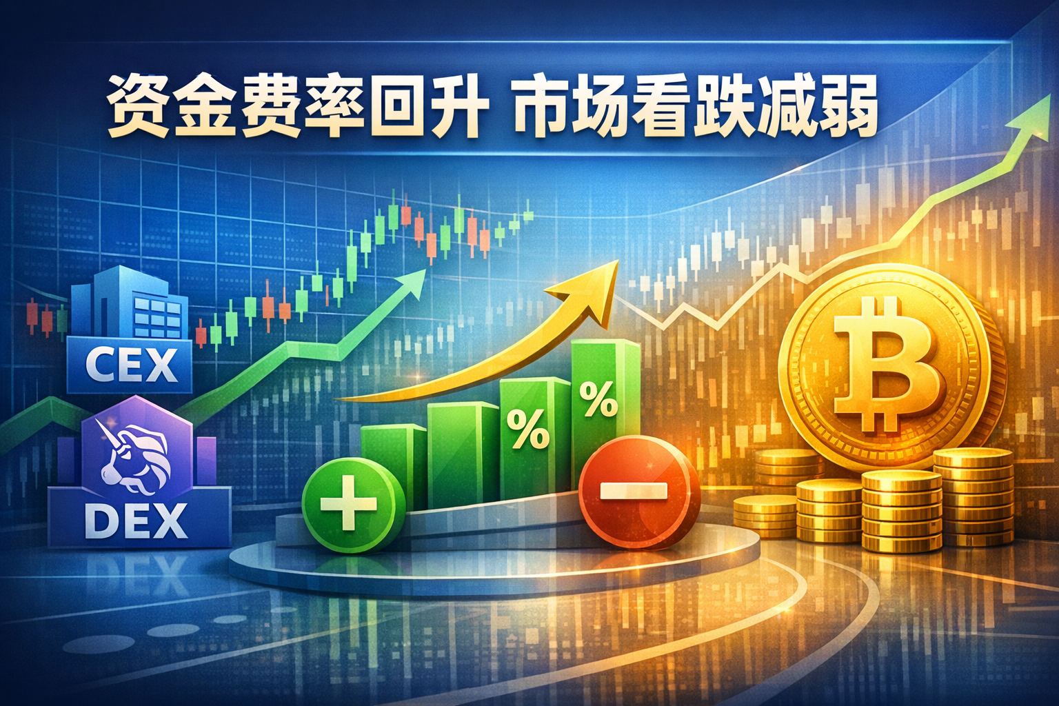 当前主流CEX、DEX资金费率显示市场看跌态势减弱