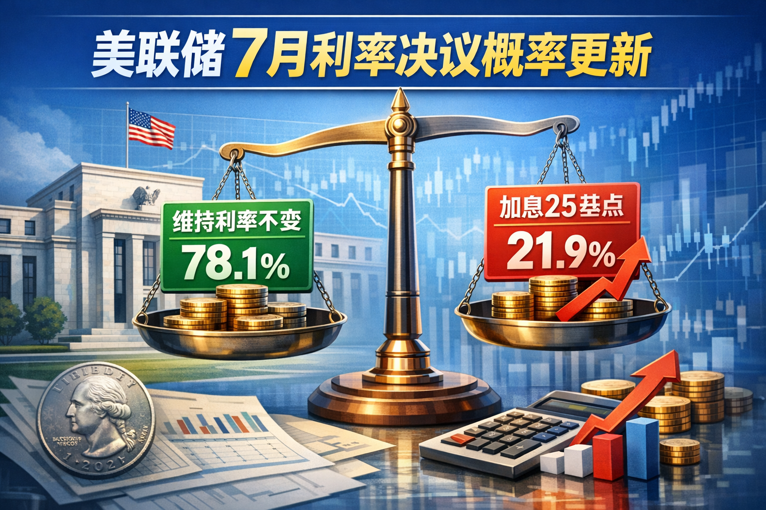 美联储7月利率决议概率更新