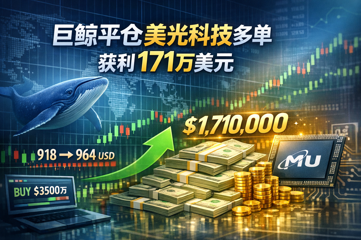 链上侦探 | 某巨鲸平仓3500万美元美光科技多单,获利171万美元
