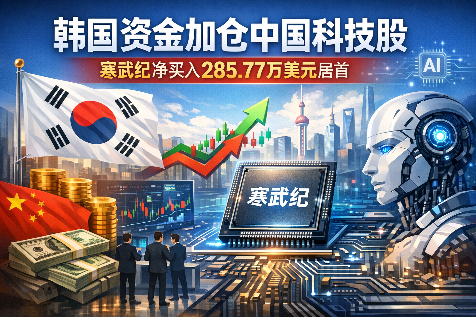 韩国资金加仓中国科技股,寒武纪单周净买入285.77万美元居首