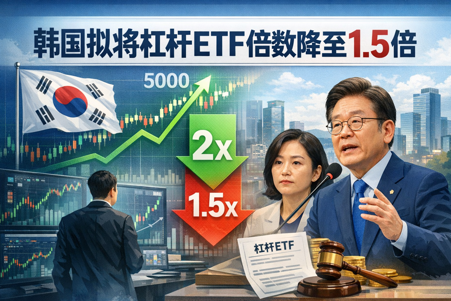 韩国拟将单一股票杠杆ETF杠杆倍数从2倍降至1.5倍