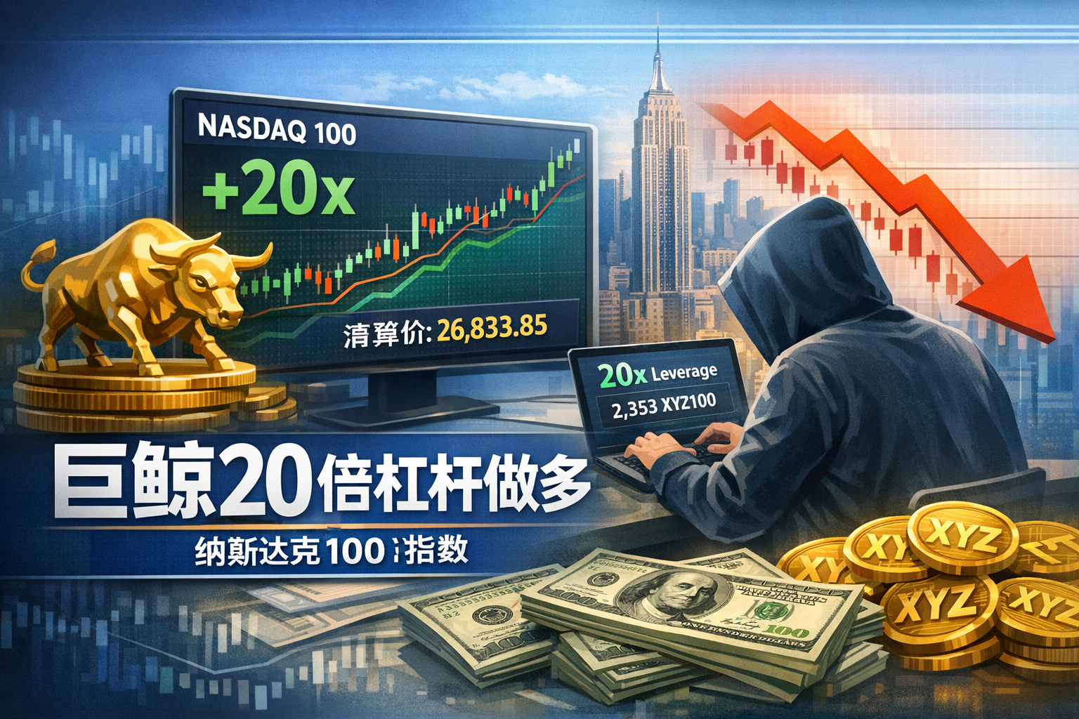 链上侦探 | 某巨鲸20倍做多纳斯达克100指数，仓位达6820万美元