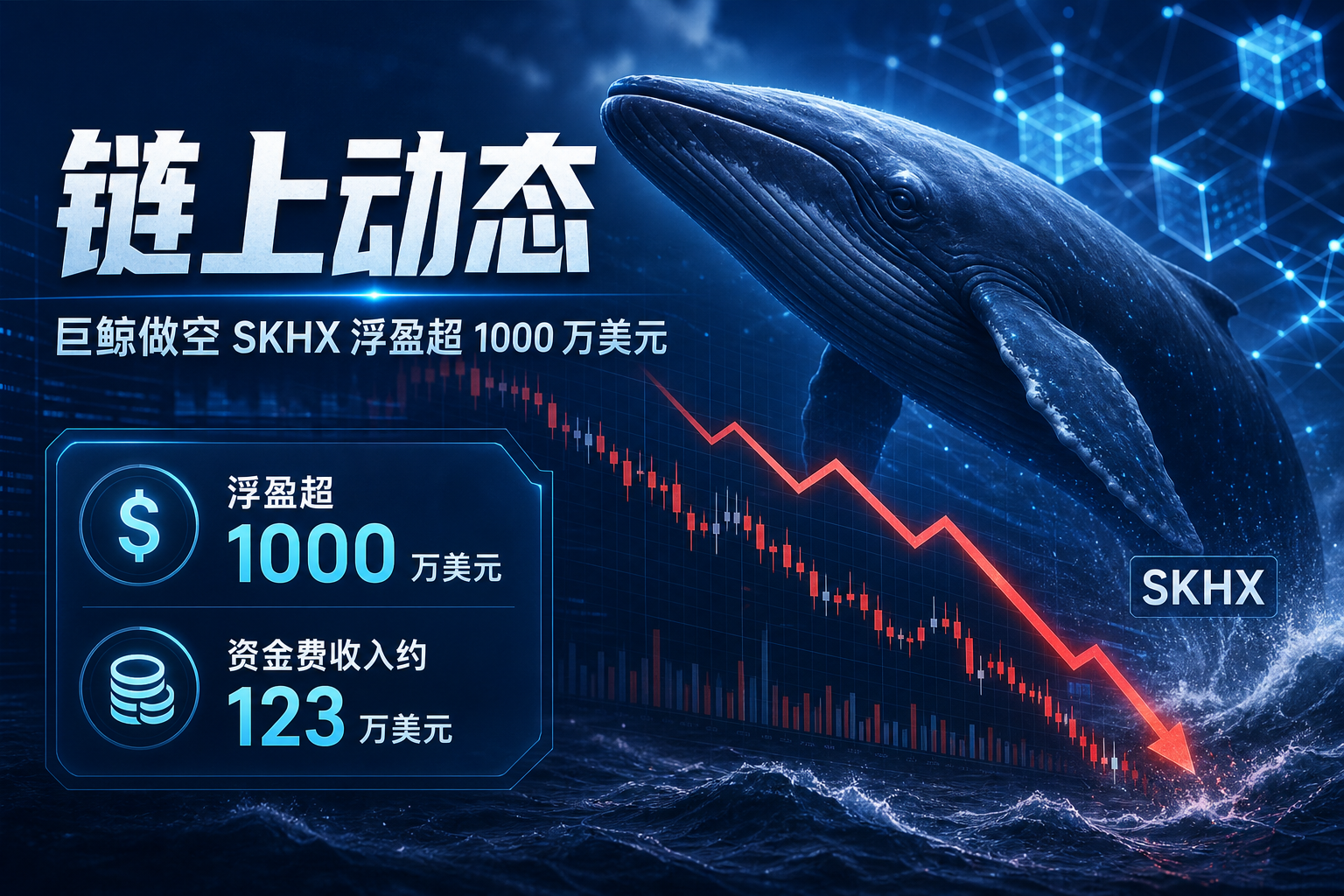 链上动态：某巨鲸做空 SKHX 浮盈超 1000 万美元