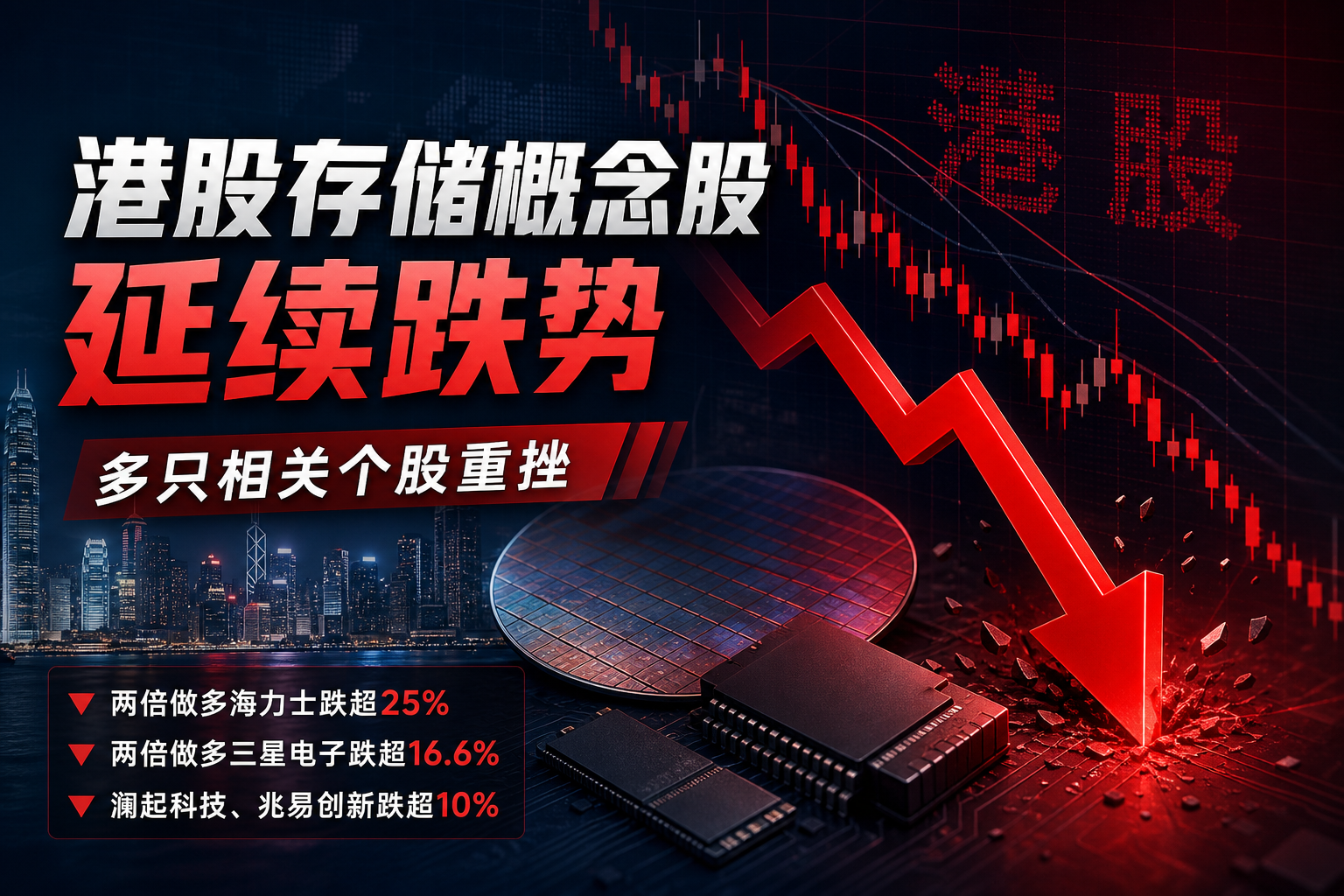 港股存储概念股延续跌势:两倍做多海力士跌超25%