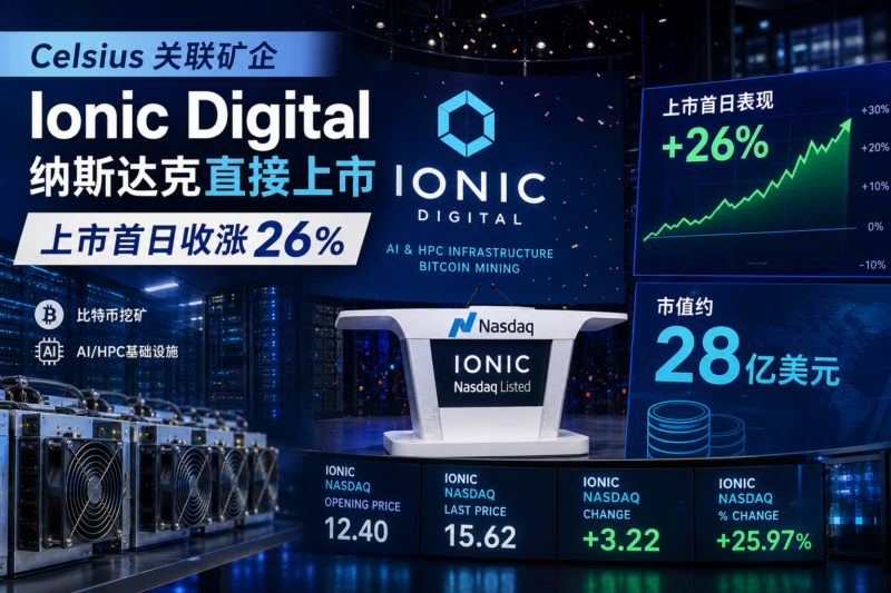 Celsius 关联矿企 Ionic Digital 上市首日收涨 26%,市值约 28 亿美元-指挥使社区 - 真实线索、热点议题与深度观察