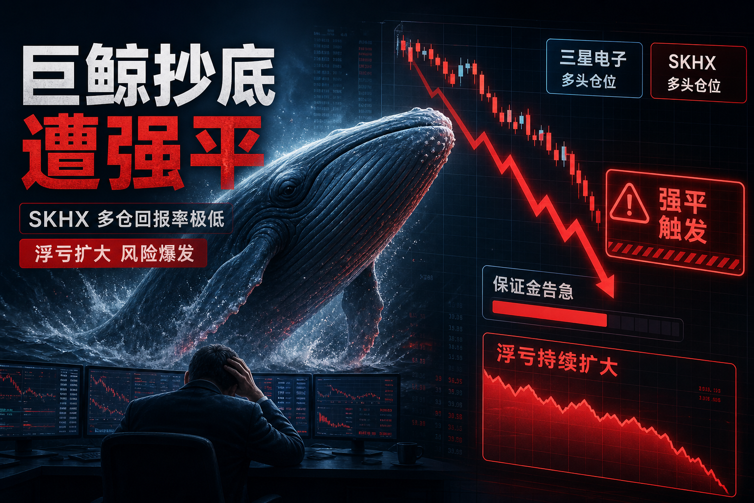 巨鲸抄底三星电子,两小时后遭强平;SKHX 多仓回报率跌至 -98.3%