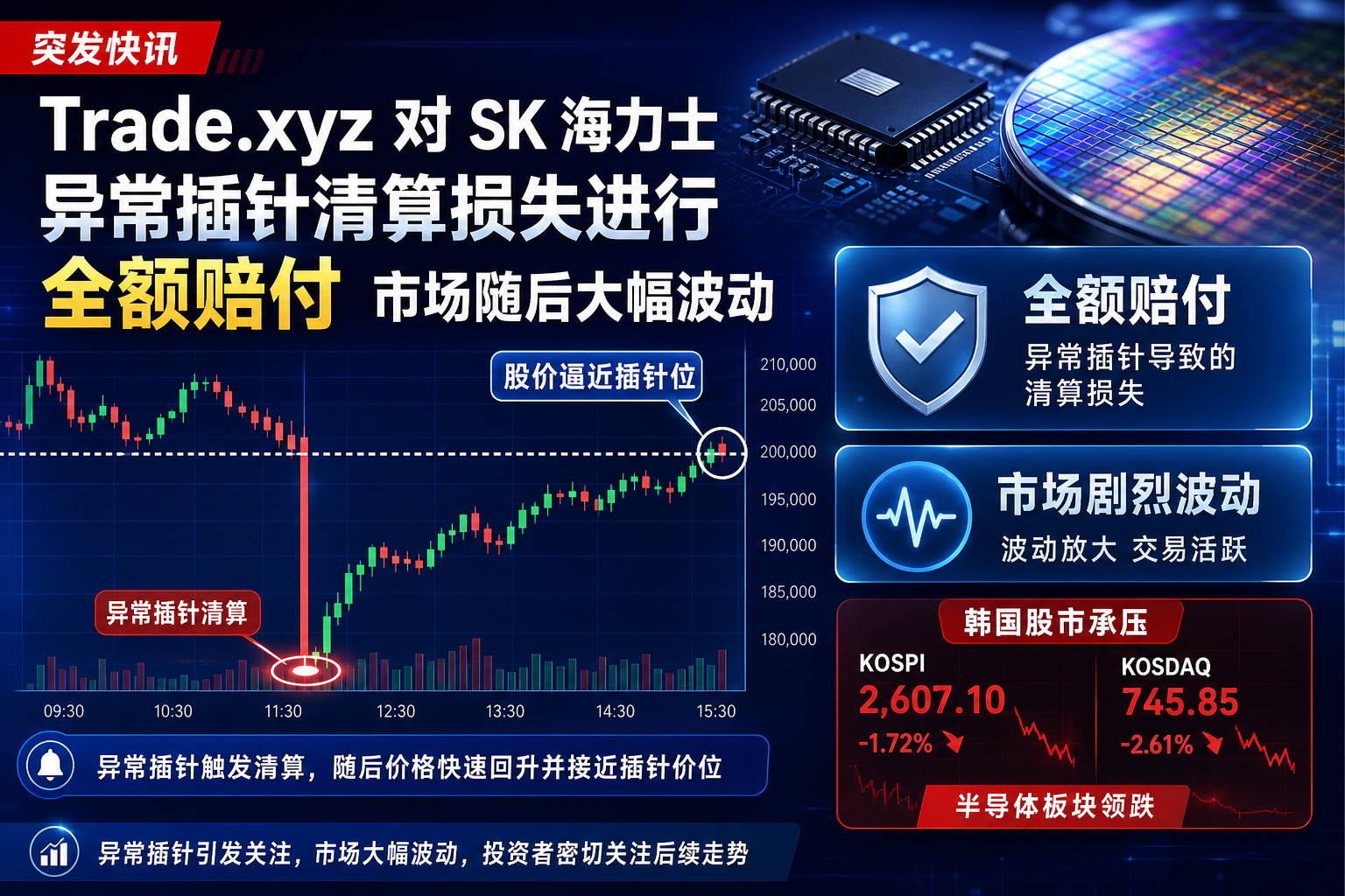 Trade.xyz 全额赔付异常插针清算损失,海力士股价随后逼近插针价位