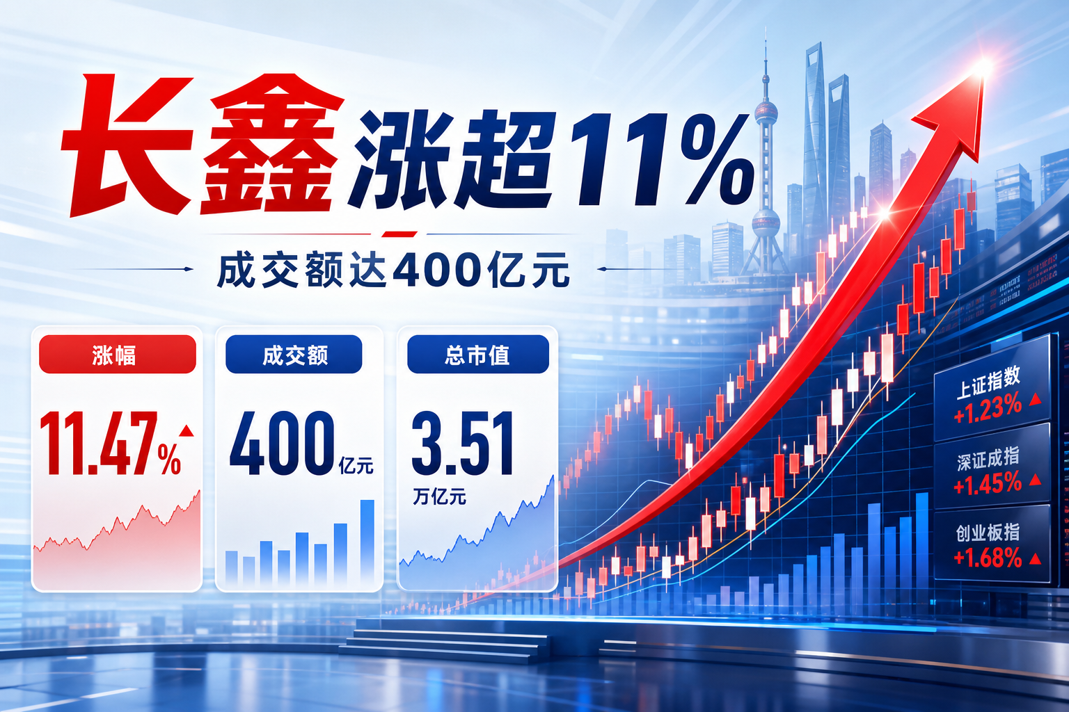 长鑫涨超11%，成交额达400亿元