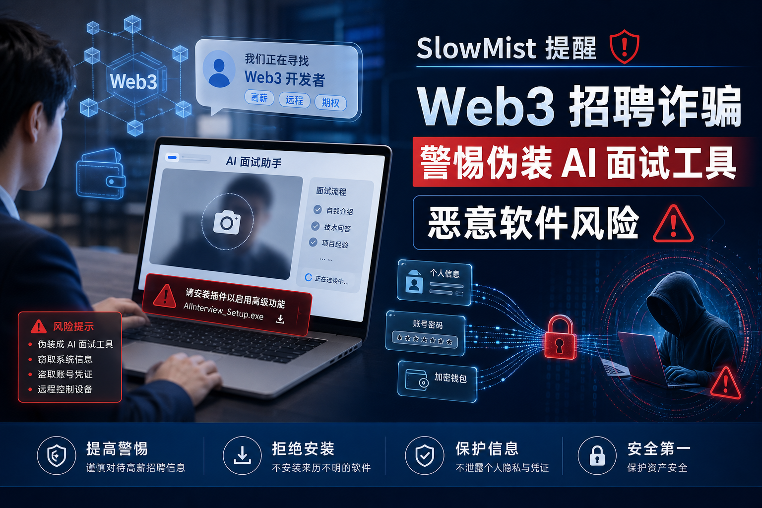 慢雾:新型招聘诈骗瞄准 Web3 从业者,恶意软件伪装成 AI 面试工具