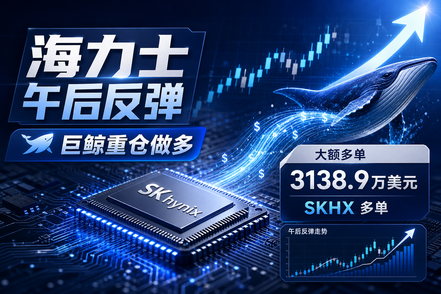 海力士午后反弹,巨鲸重仓3138.9万美元SKHX多单