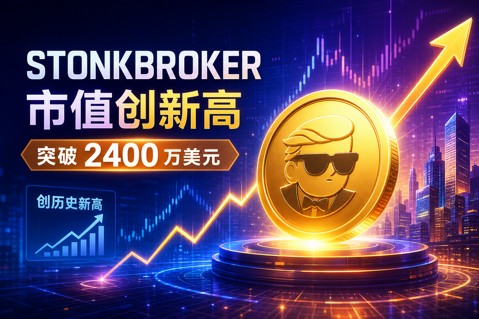 Robinhood 链 Meme 项目 STONKBROKER 市值突破 2400 万美元,创历史新高