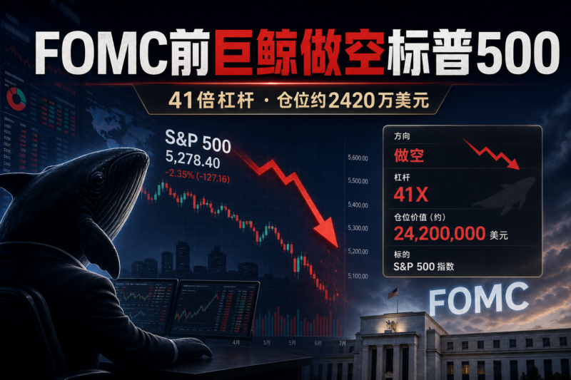 FOMC 决议前,巨鲸以 41 倍杠杆做空标普500,仓位价值约2420万美元-指挥使社区 - 真实线索、热点议题与深度观察