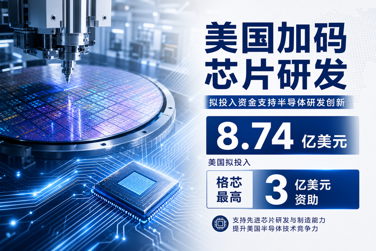 美国拟投入8.74亿美元支持半导体研发,格芯最高获3亿美元资助
