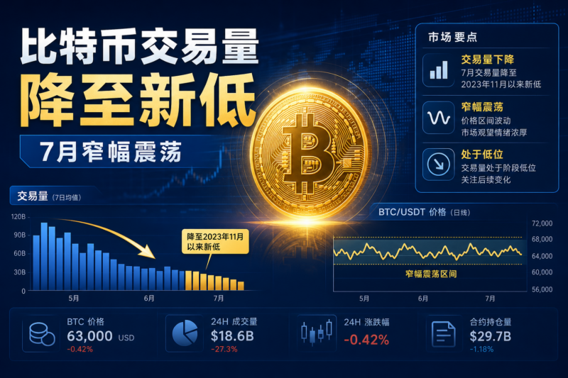 K33：比特币7月交易量创2023年11月以来新低-指挥使社区 - 真实线索、热点议题与深度观察