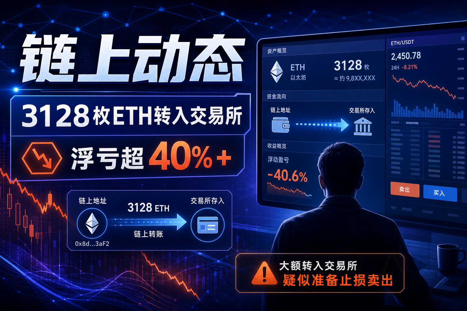 链上动态｜某交易员将3128枚ETH存入Coinbase，浮亏超40%