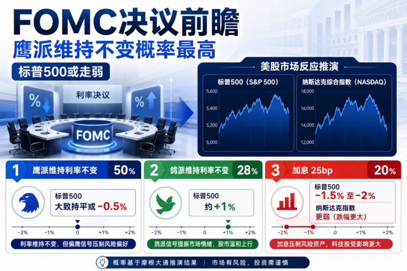 摩根大通推演FOMC决议对美股影响:维持鹰派概率为50%,标普500或走弱-指挥使社区 - 真实线索、热点议题与深度观察