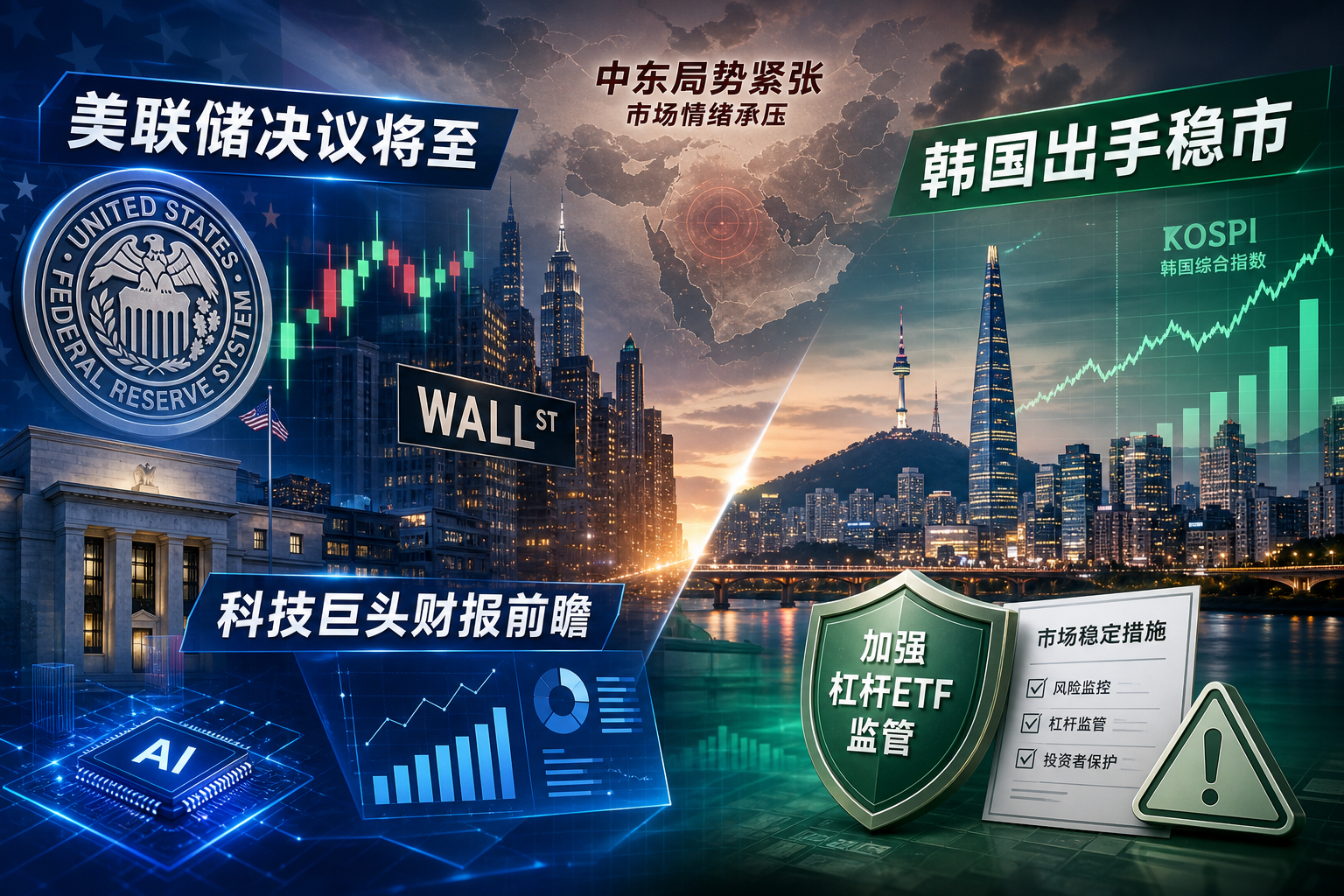 美股盘前要闻:美联储决议与微软、Meta 财报即将公布,韩国出台股市维稳措施