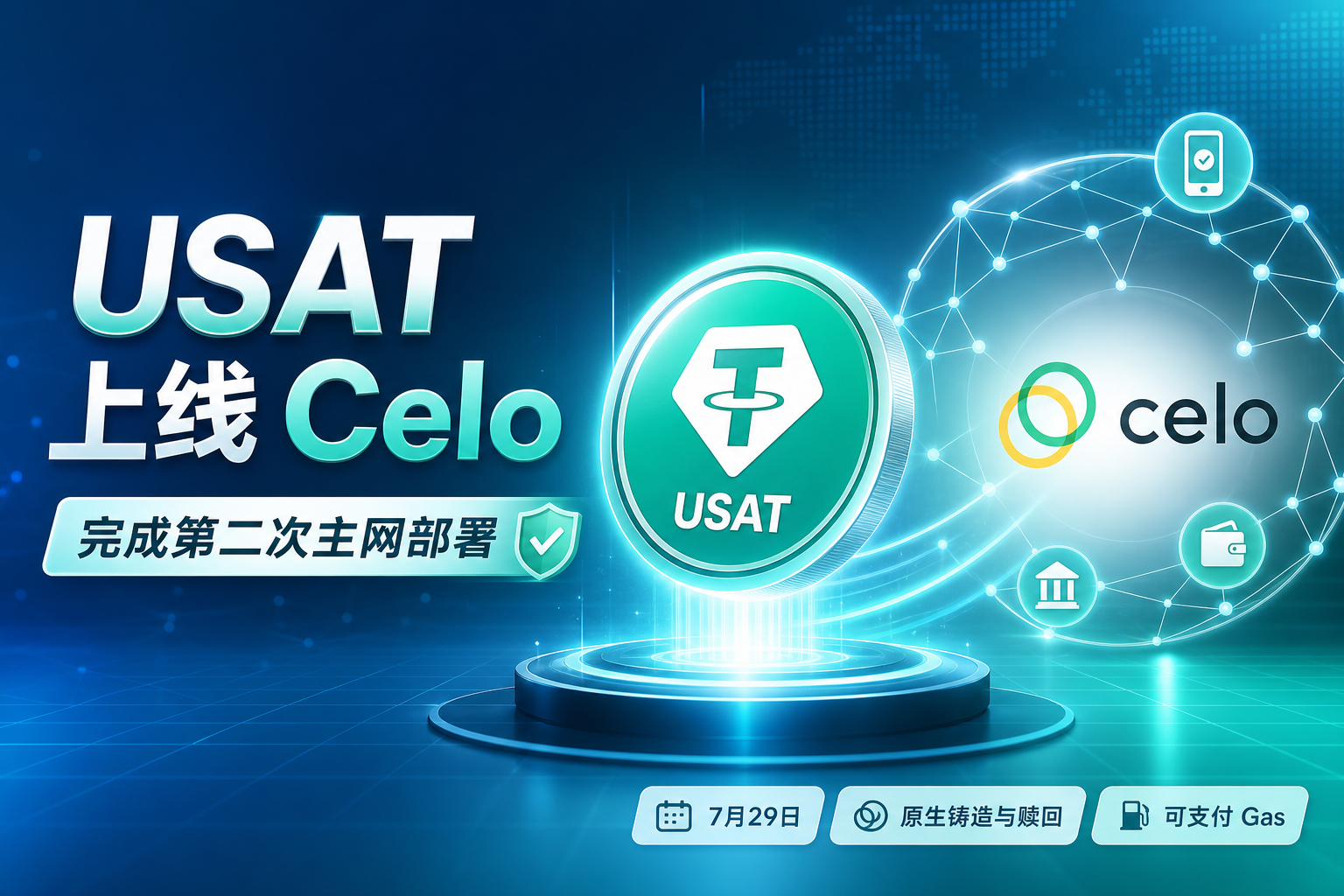 Tether 合规稳定币 USAT 上线 Celo,完成第二次主网部署