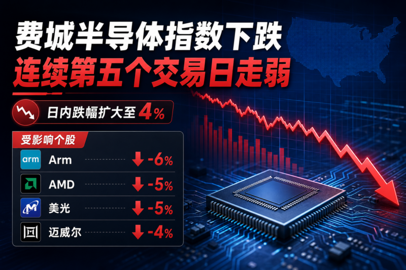 费城半导体指数日内跌幅扩大至4%，连续第五个交易日下跌-指挥使社区 - 真实线索、热点议题与深度观察