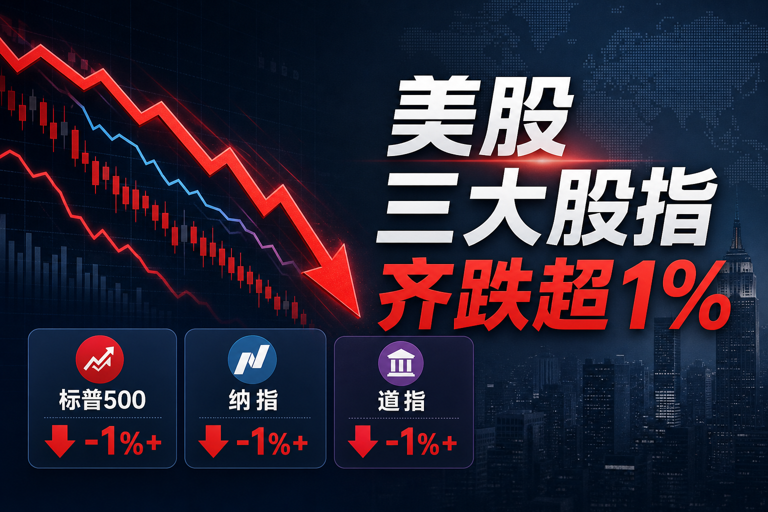 美股三大股指悉数跌超1%