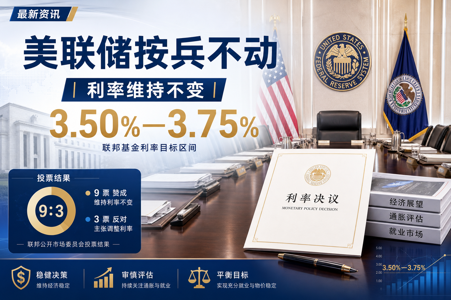 美联储维持基准利率不变