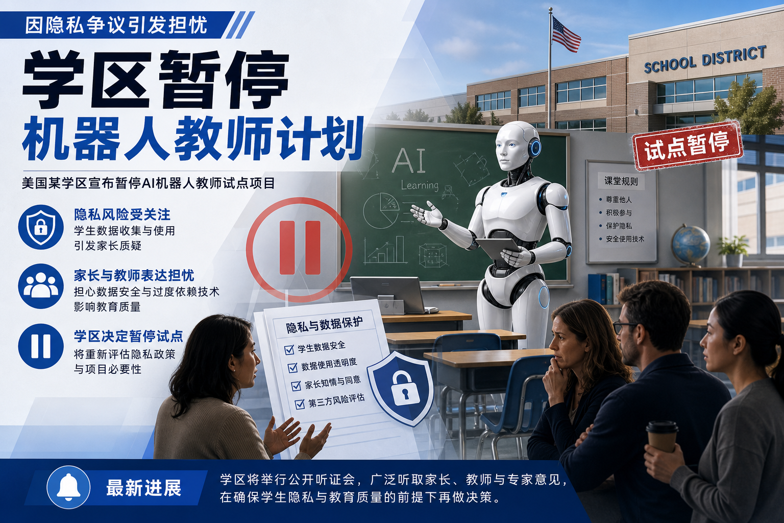 美国学区暂停 AI 机器人教师试点,开发商业务引发争议