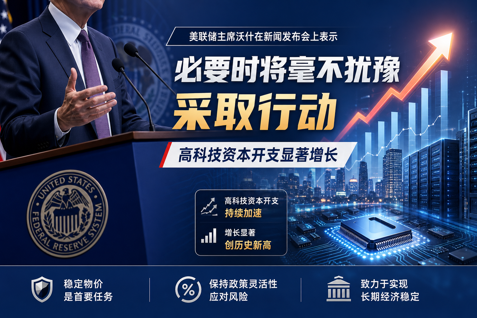 沃什：必要时将毫不犹豫采取行动，高科技资本开支显著增长