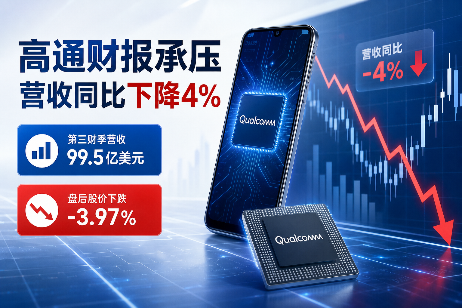 高通第三财季营收同比下降4%，盘后股价跌近4%