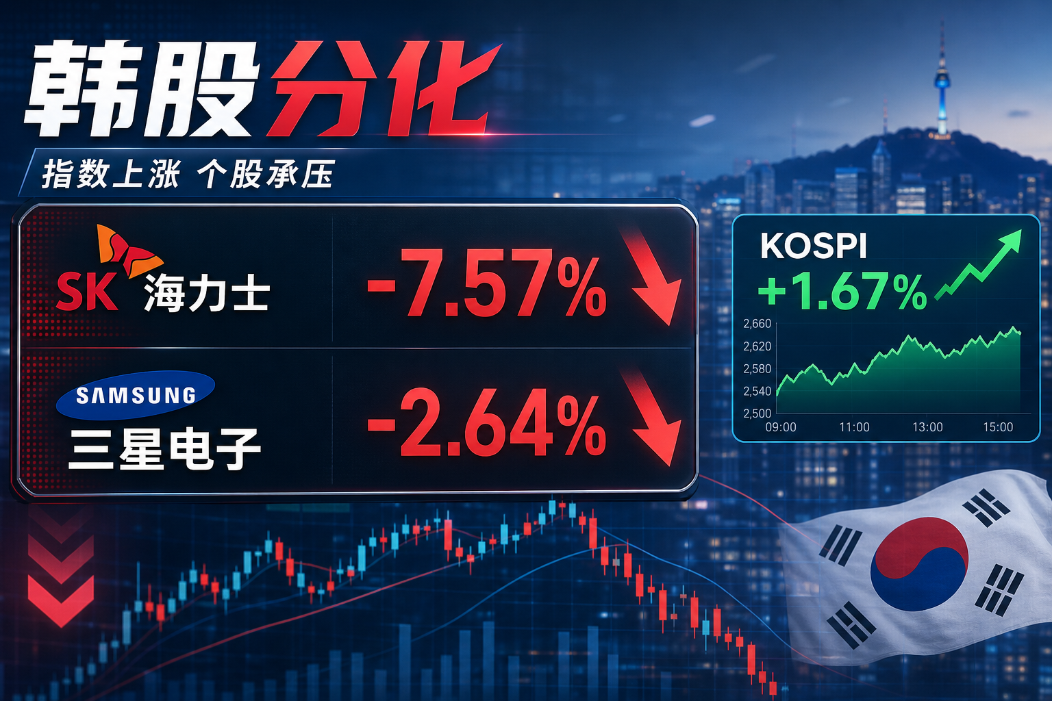 SK海力士跌幅扩大至7.57%，三星电子跌2.64%