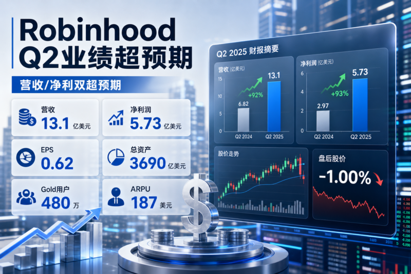 Robinhood Q2业绩超预期：营收13.1亿美元，净利润增至5.73亿美元-指挥使社区 - 真实线索、热点议题与深度观察