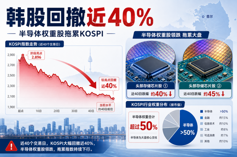 韩股 KOSPI 指数约 40 天大幅回撤，半导体权重股成为主要拖累-指挥使社区 - 真实线索、热点议题与深度观察