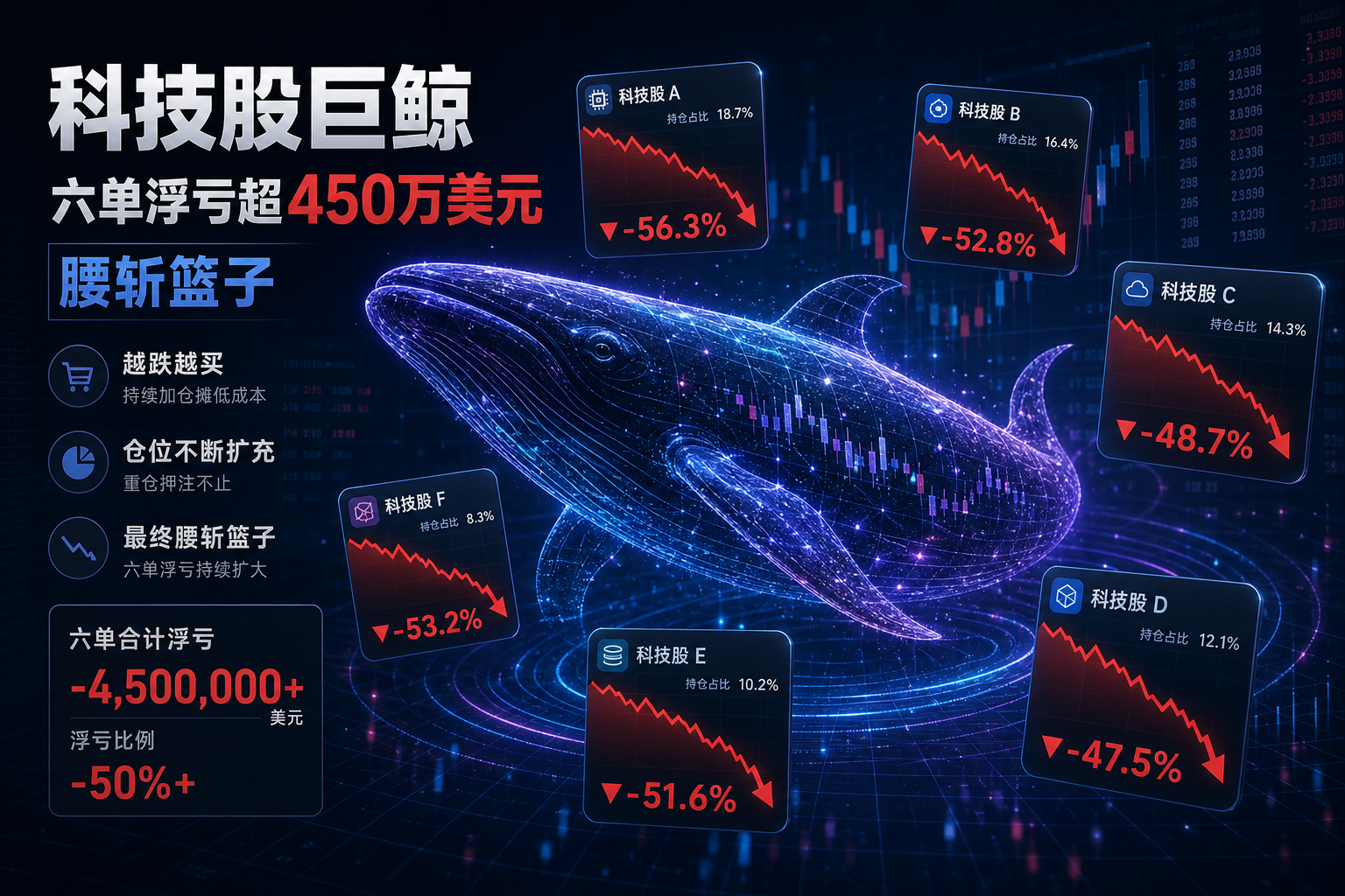 满仓六只科技股,巨鲸攒出“腰斩篮子”,浮亏超450万美元