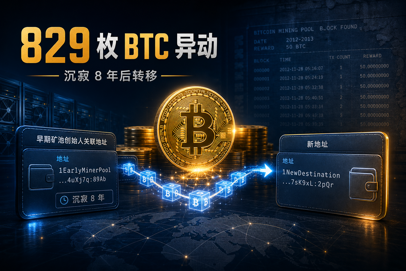 Bitminter 创始人关联地址转移 829 枚 BTC,部分资产沉寂 8 年后异动
