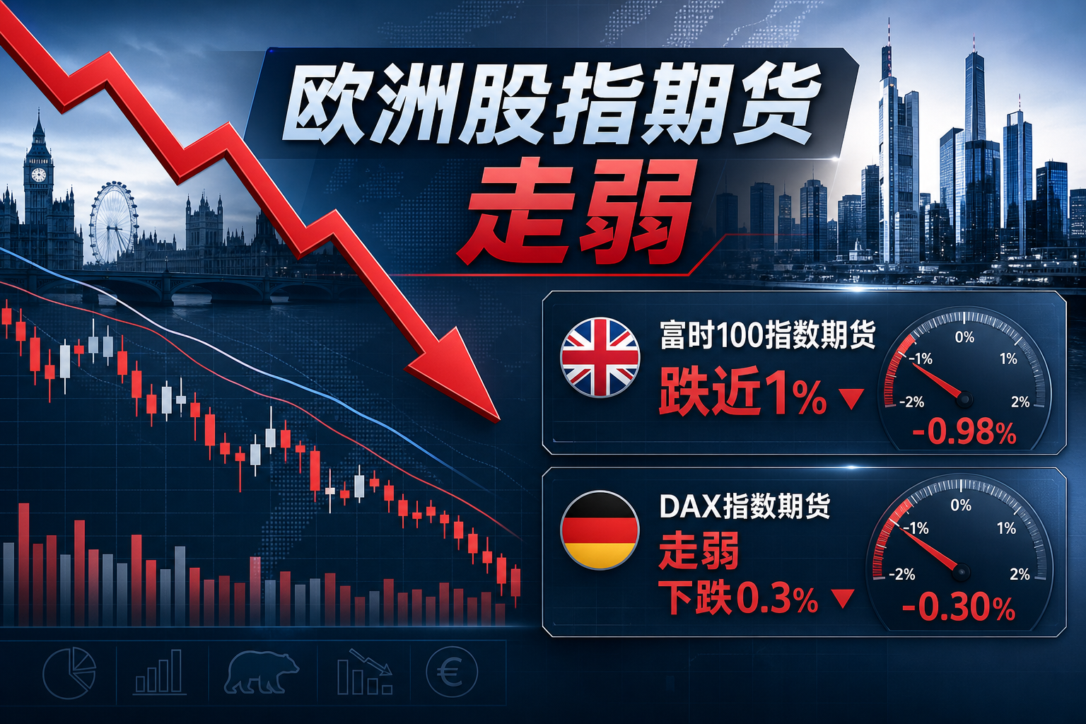 英国富时100指数期货跌近1%，德国DAX指数期货走弱