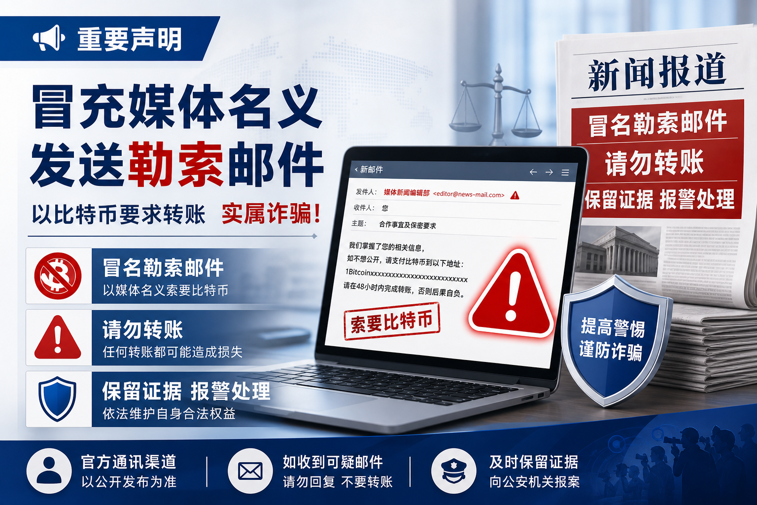 《中国经营报》声明:不法分子冒名发送比特币勒索邮件