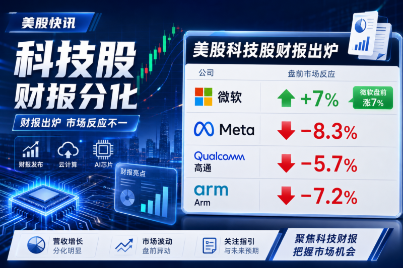 美股科技股财报出炉:微软盘前涨7%,Meta、Arm与高通均跌超5%-指挥使社区 - 真实线索、热点议题与深度观察
