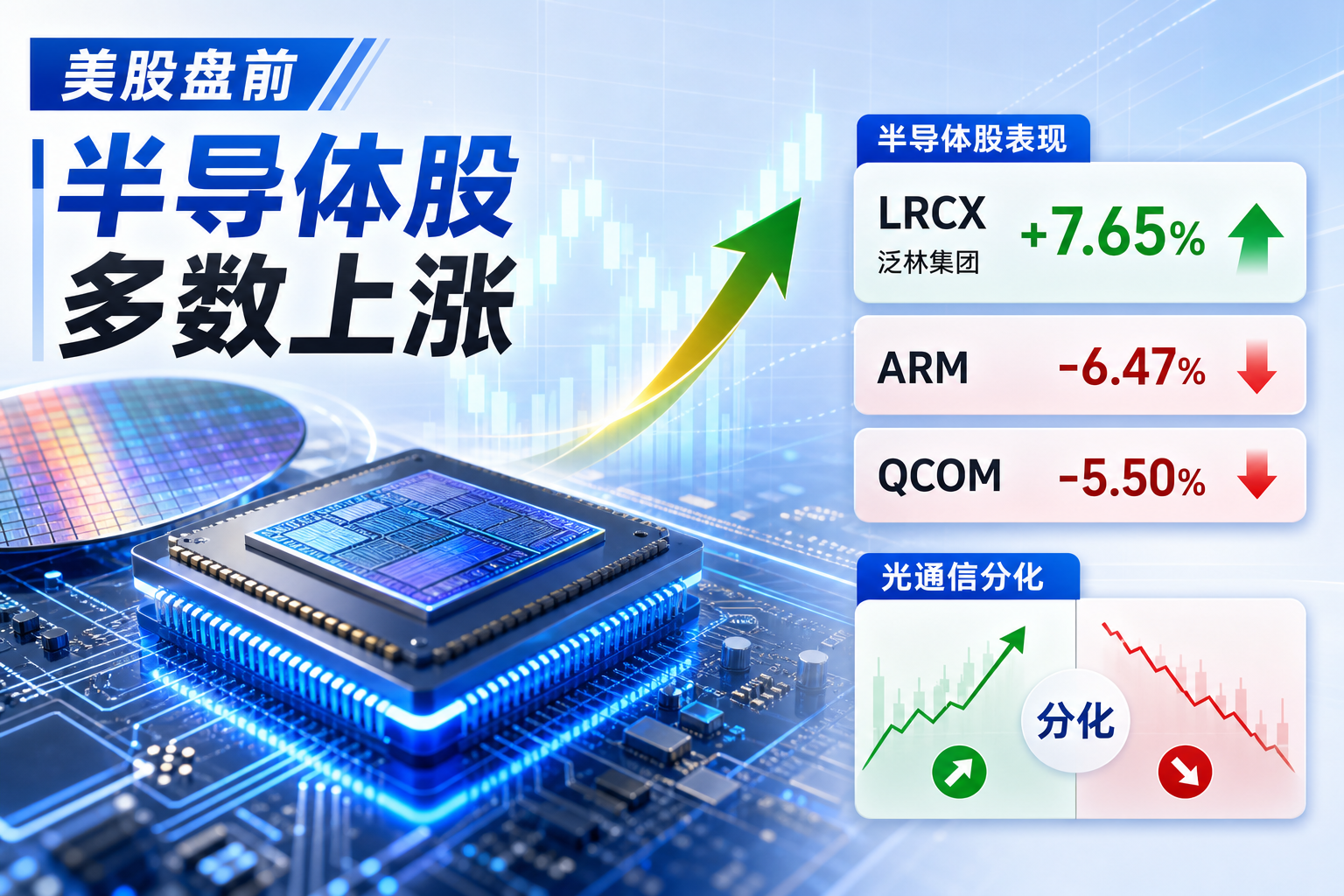 美股盘前半导体股多数上涨,泛林集团涨超7%