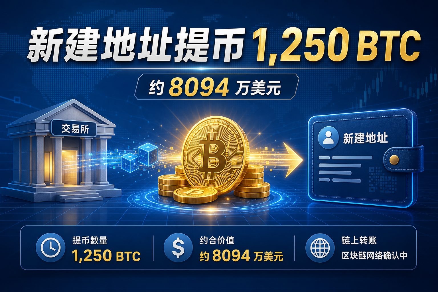 某新建地址从 Binance 提取 1,250 枚比特币
