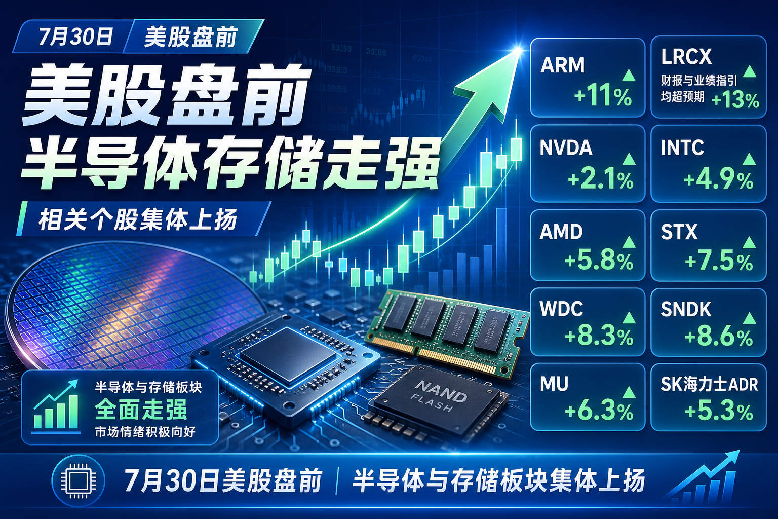 美股盘前半导体、存储板块涨幅扩大